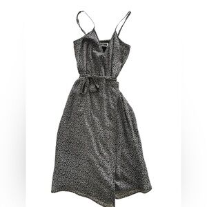 Abercrombie & Fitch Black White Floral Wrap Spaghetti Strap Dress Small